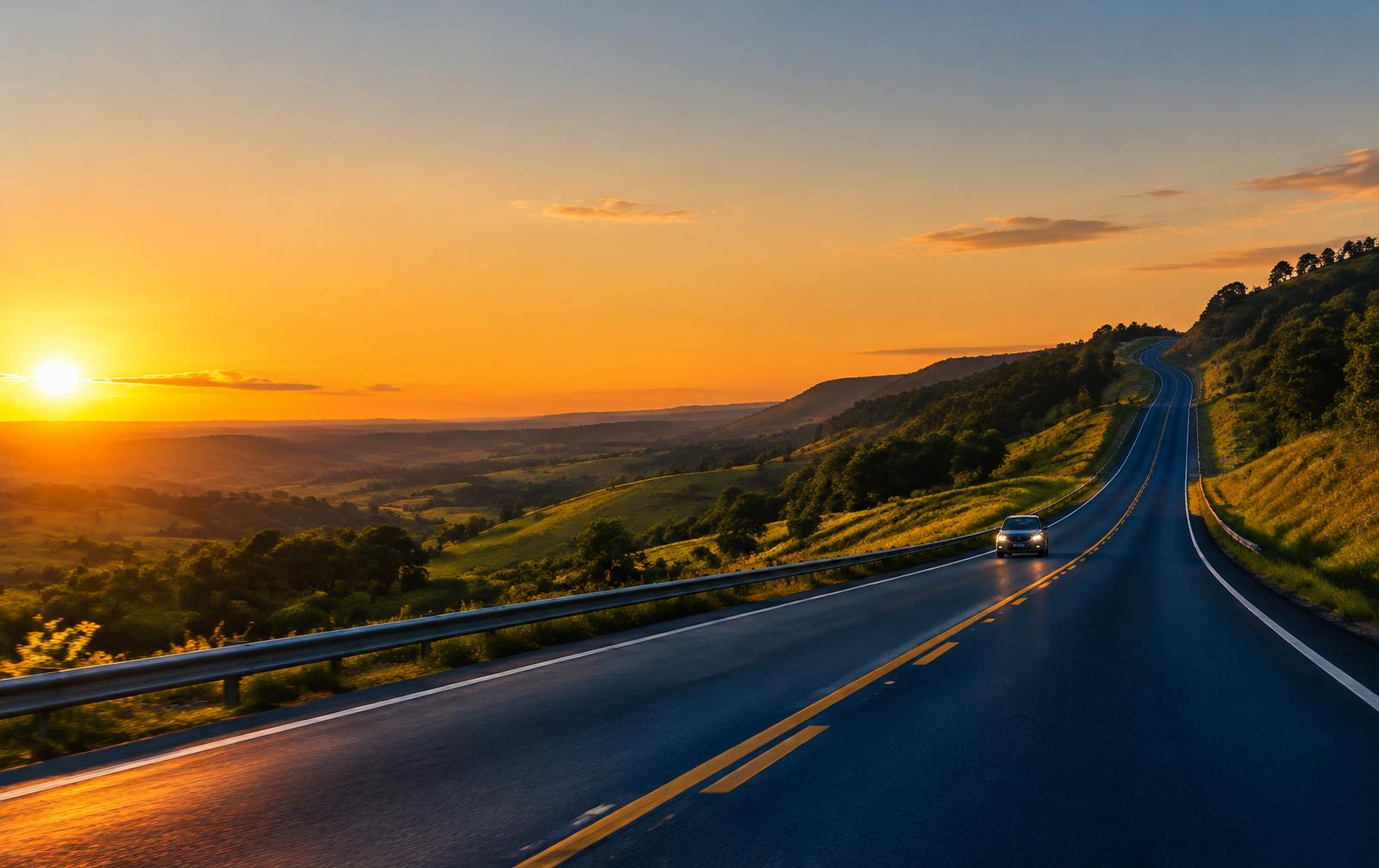 Estrada ao entardecer